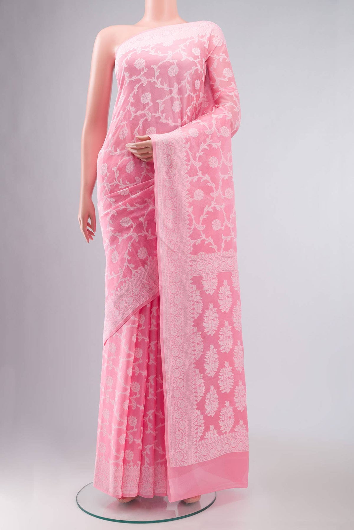 Pink Banarasi Georgette Saree