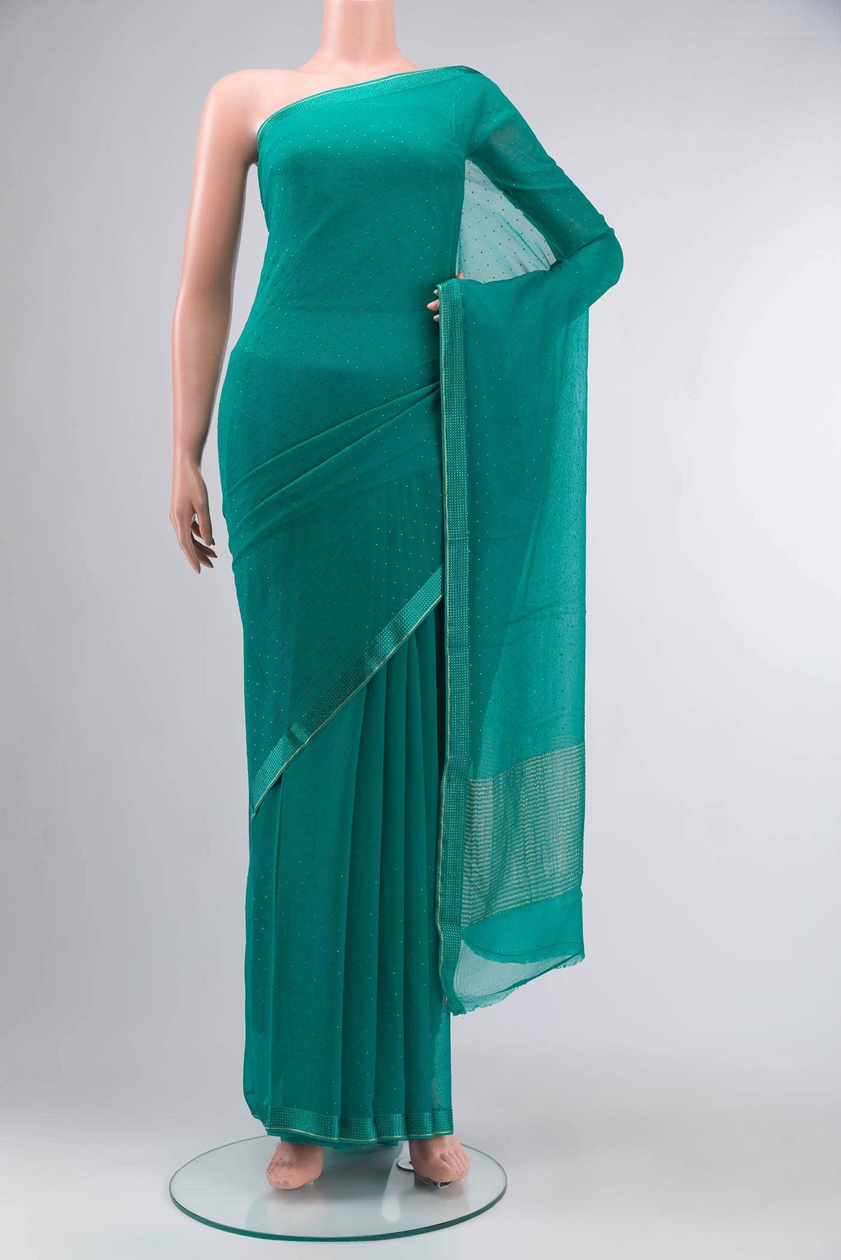 Teal Mysore Chiffon Saree