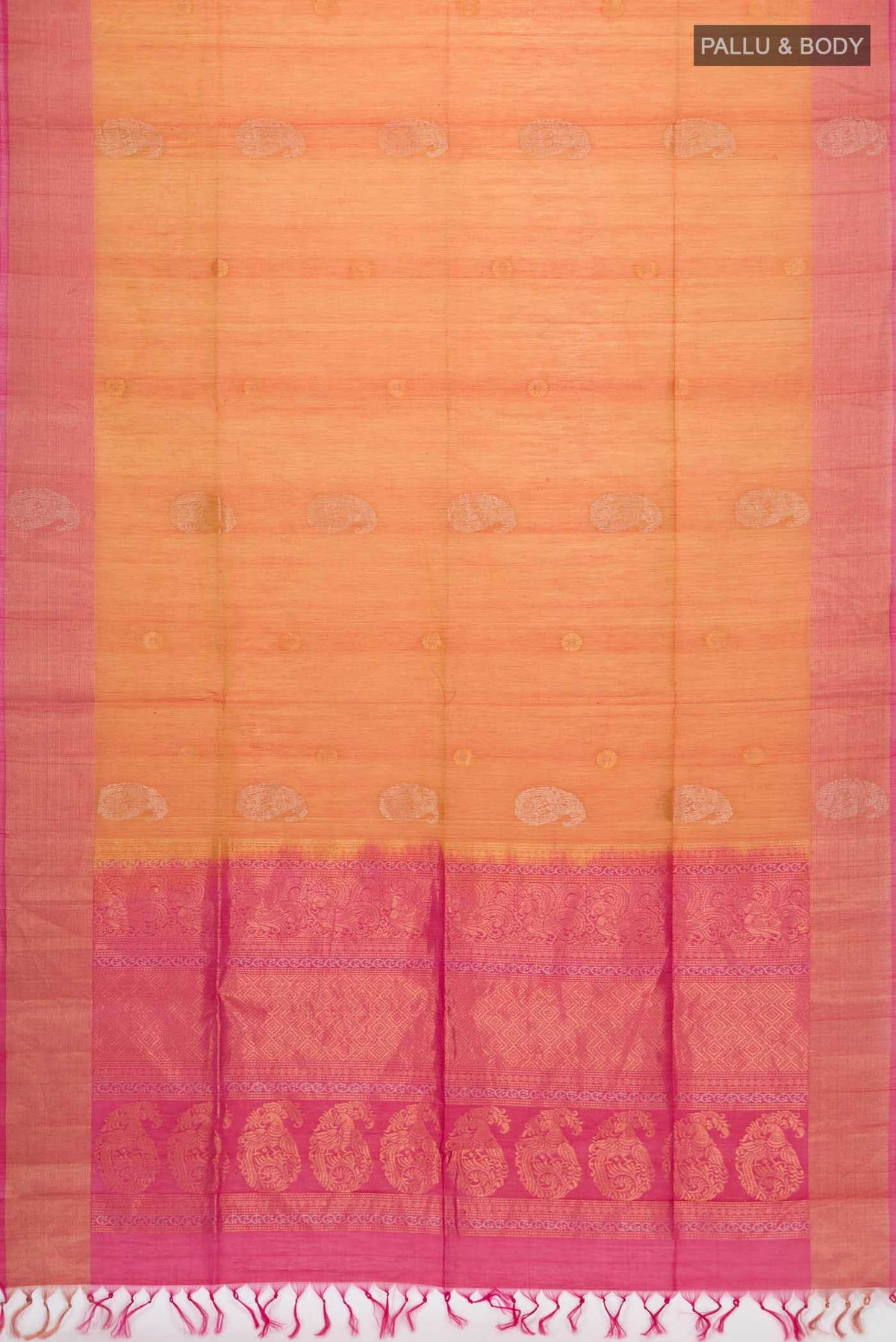 Yellow with Red Dual Tone Silk Cotton Saree