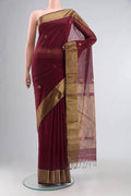 Maroon Maheshwari Silk Cotton Saree