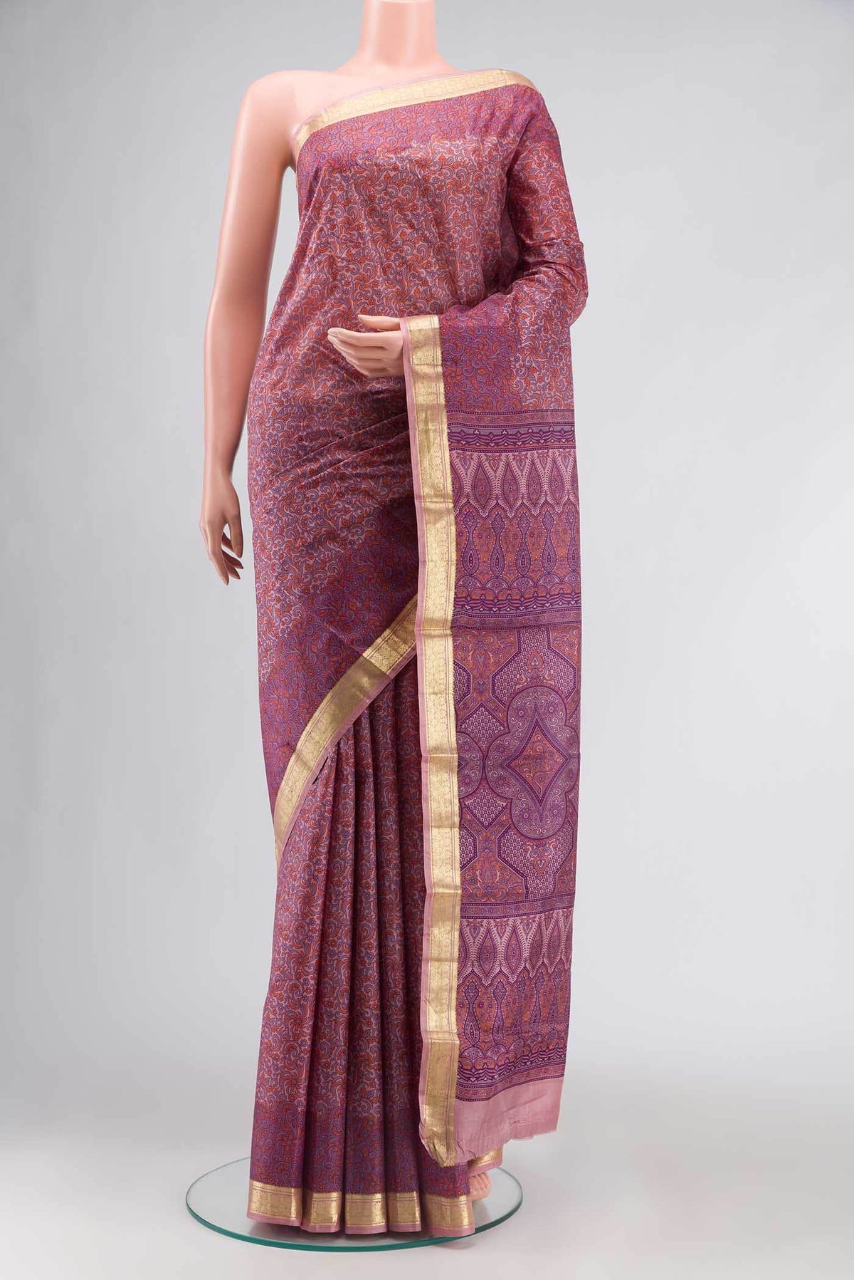 Mauve Printed Silk Saree