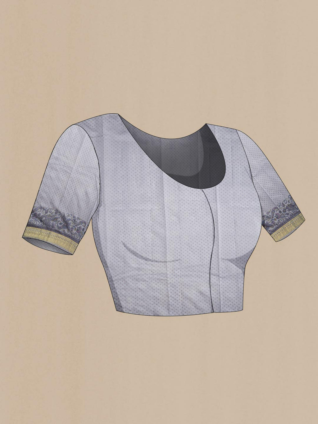 Grey Printed Silk Saree