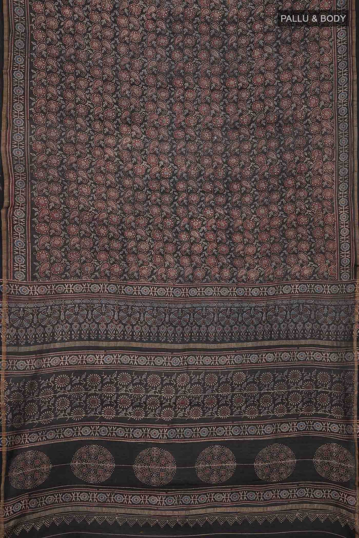 Black Chanderi Silk Cotton Saree