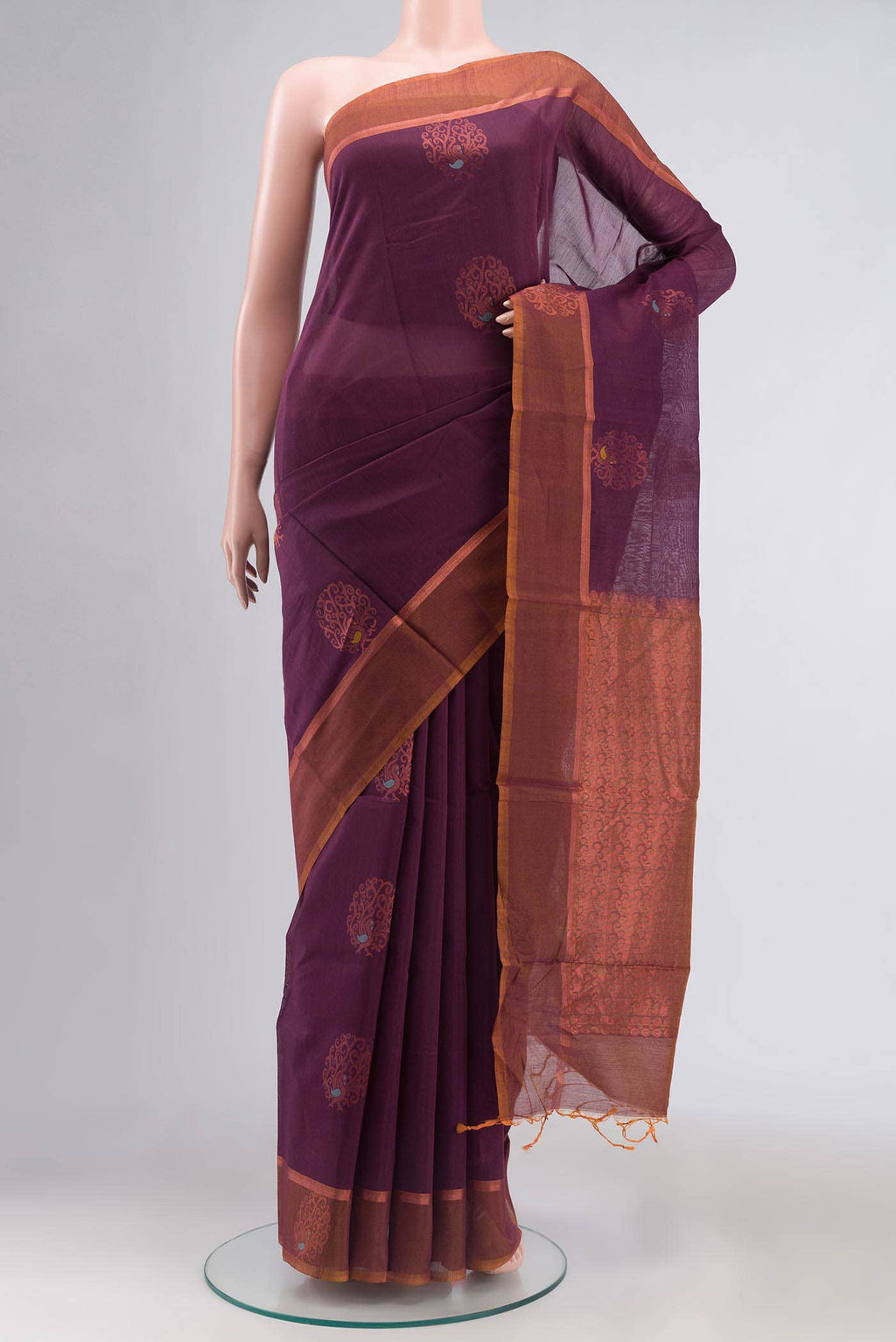 Purple Silk Cotton Saree