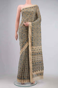 Beige Chanderi Silk Cotton Saree