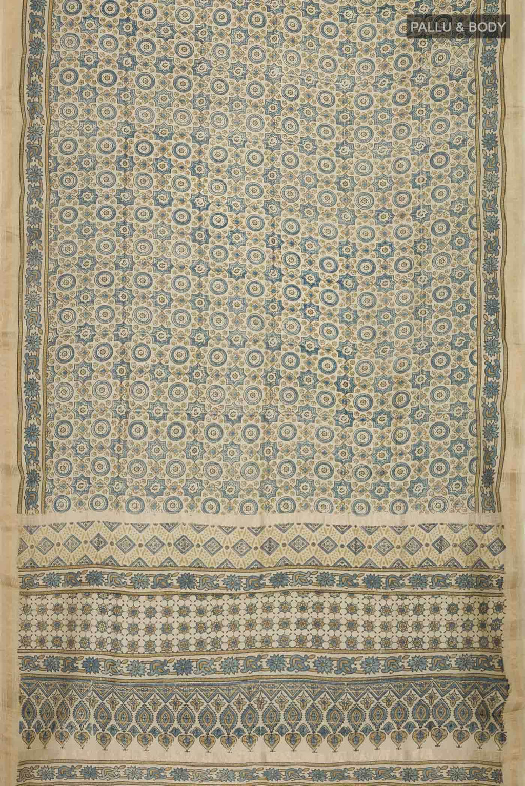 Beige Chanderi Silk Cotton Saree