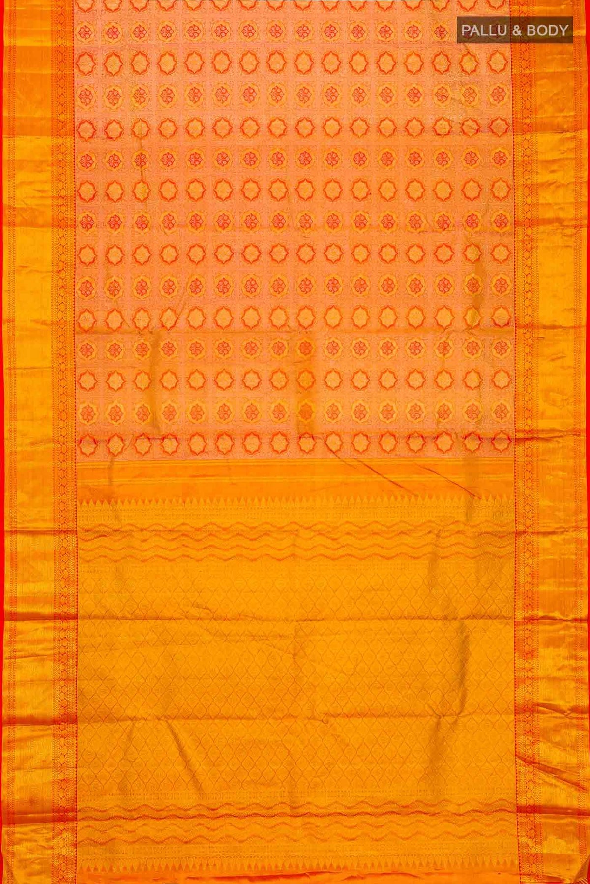 Gold with Red Color Kanjivaram Tissue Silk Saree