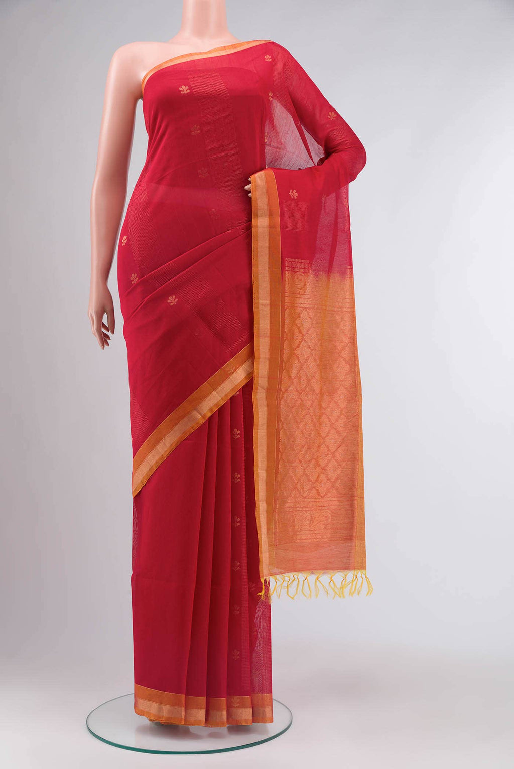 Red Silk Cotton Saree