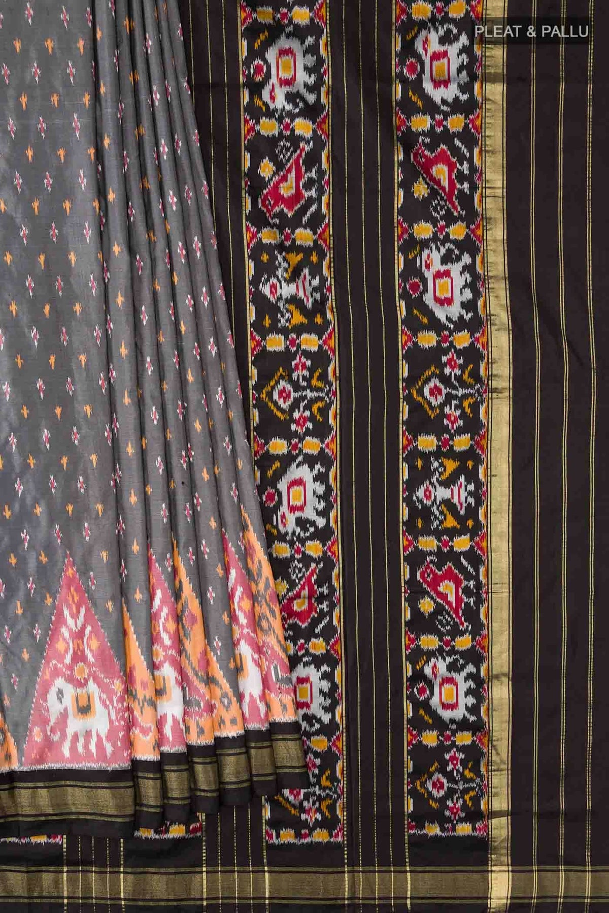 Grey Pochampally Silk Saree