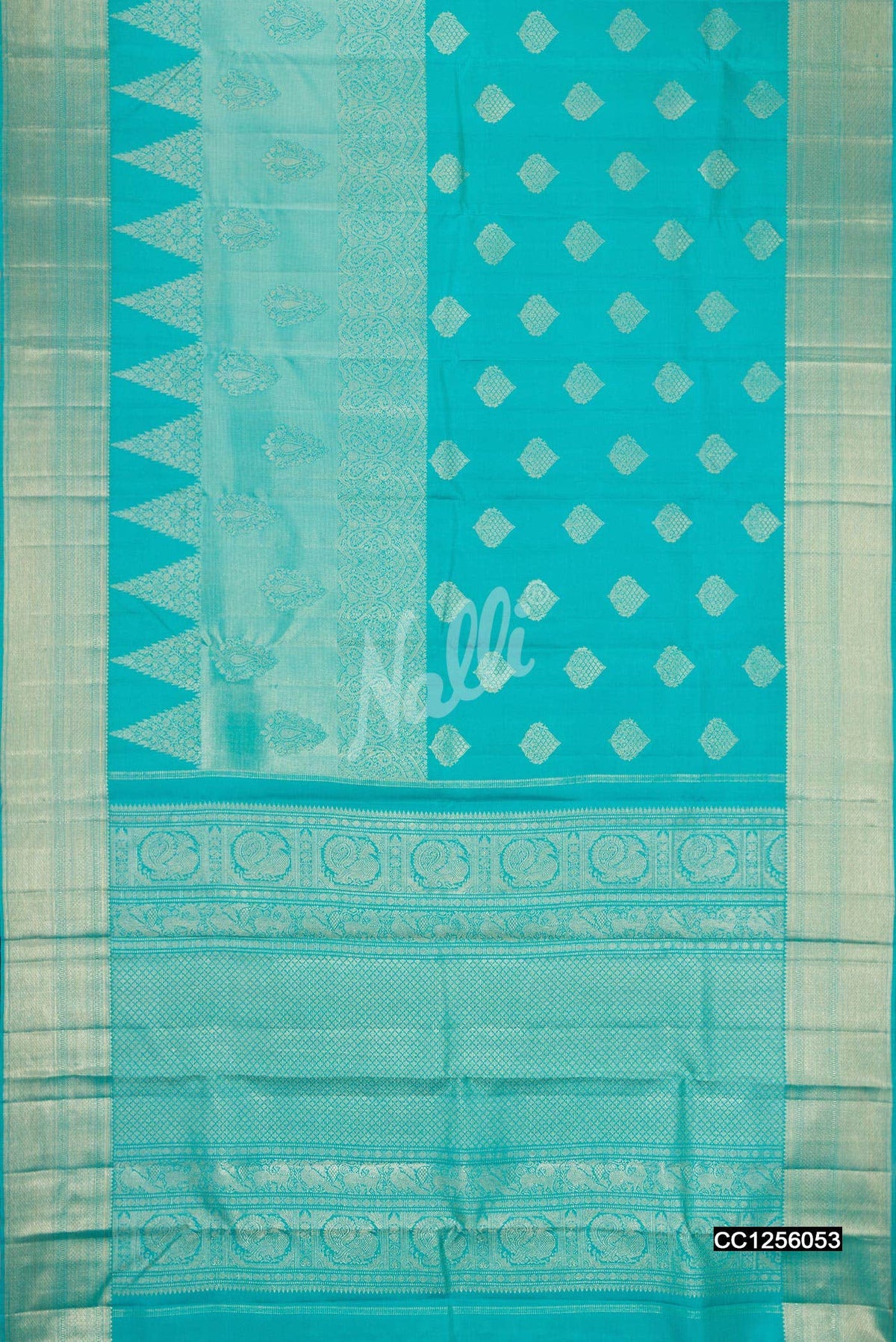 Sky Blue Kanchipuram Silk Saree