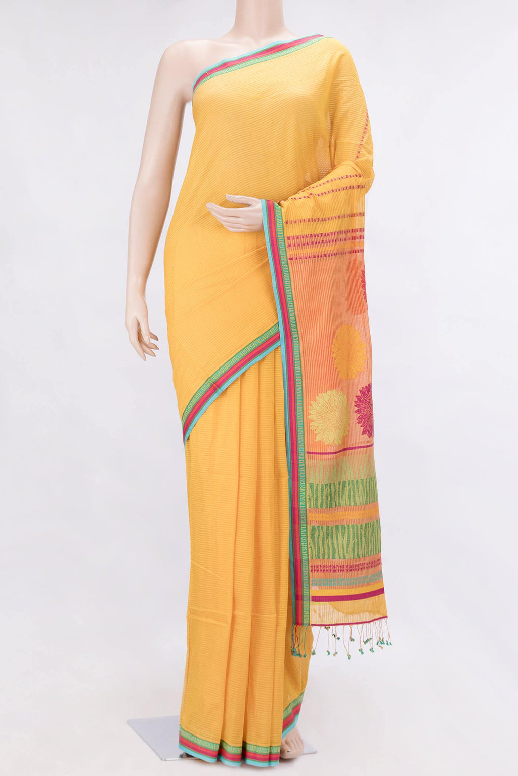 Mustard Dual Tone Chanderi Silk Saree
