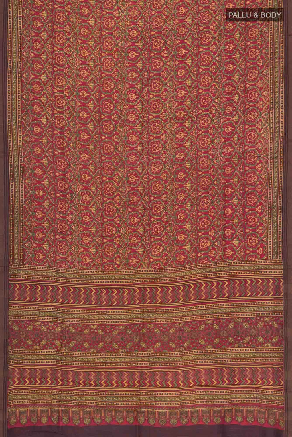 Maroon Tussar Silk Saree