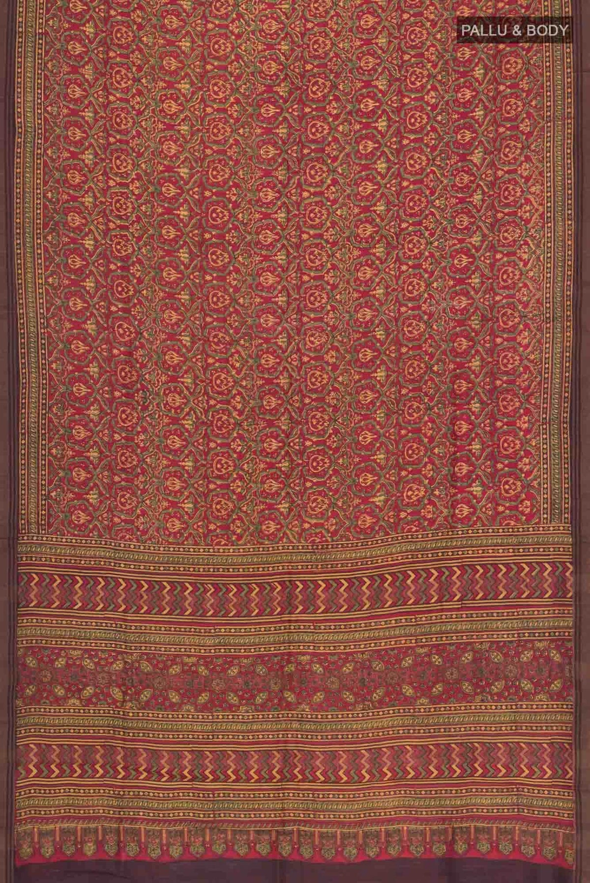 Maroon Tussar Silk Saree