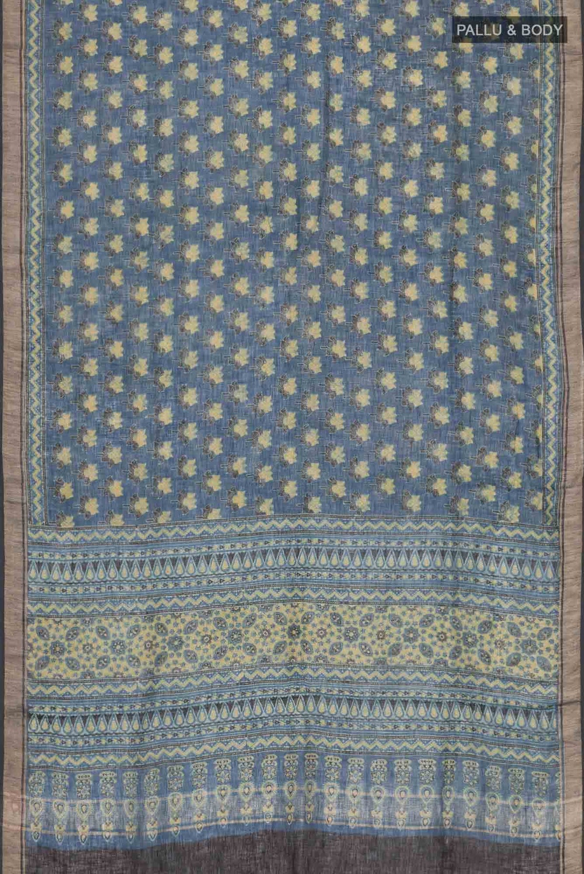 Blue Linen Cotton Saree