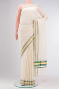 Off White Kerala Cotton Saree