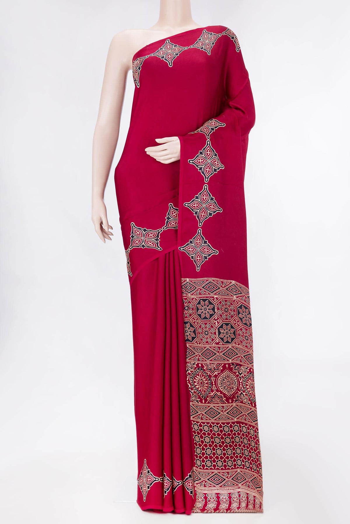 Maroon Dual Tone Satin Crepe Saree