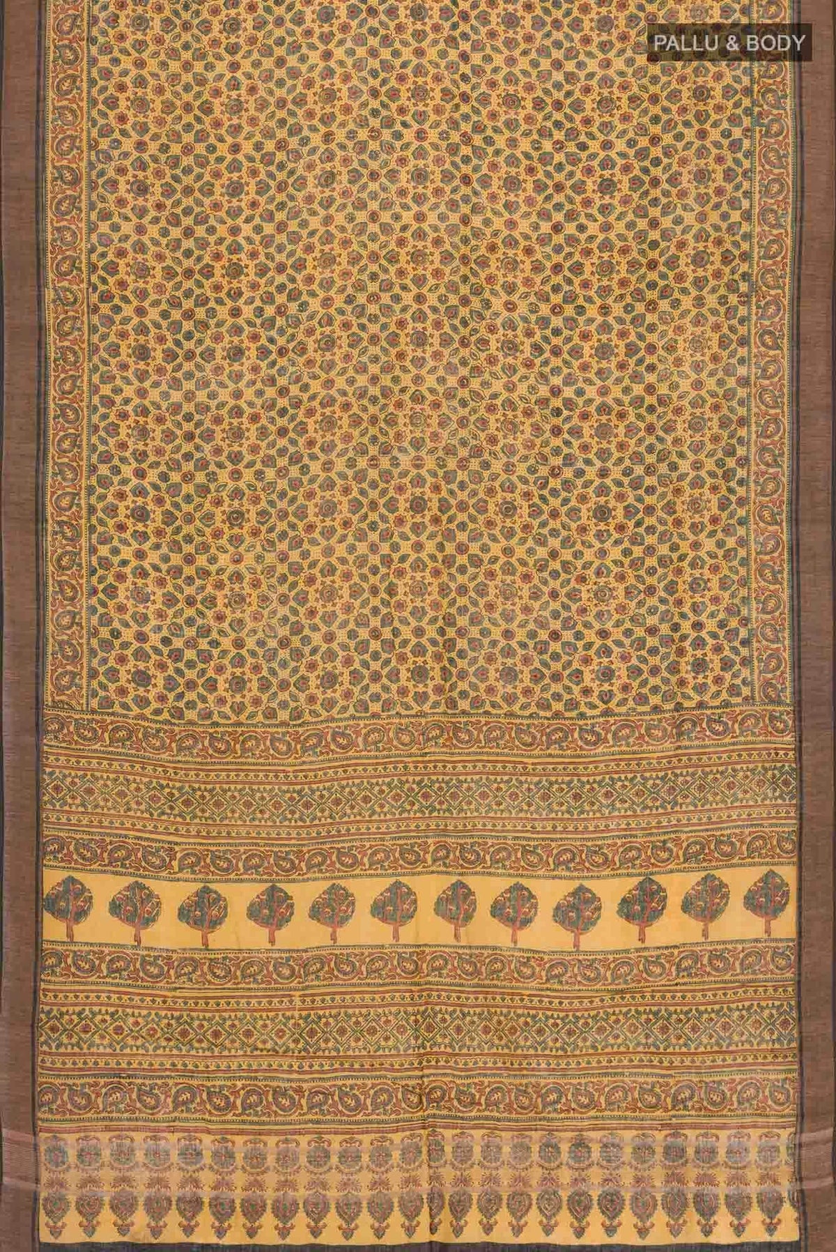 Yellow Linen Cotton Saree