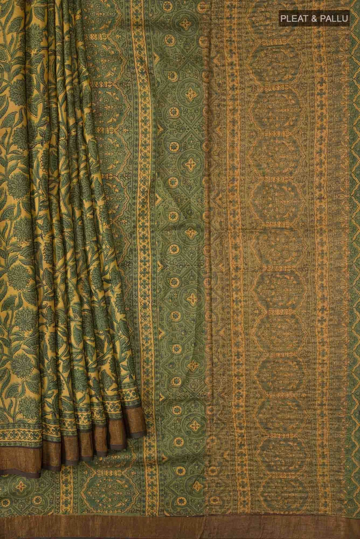 Green Tussar Silk Saree