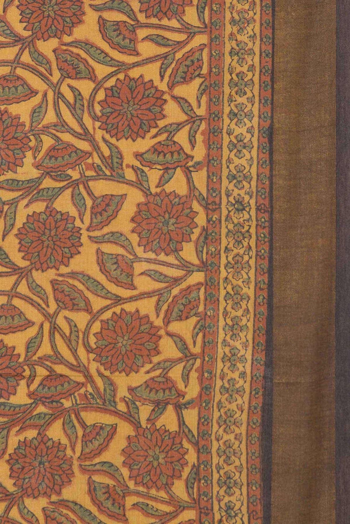 Mustard Dual Tone Tussar Silk Saree
