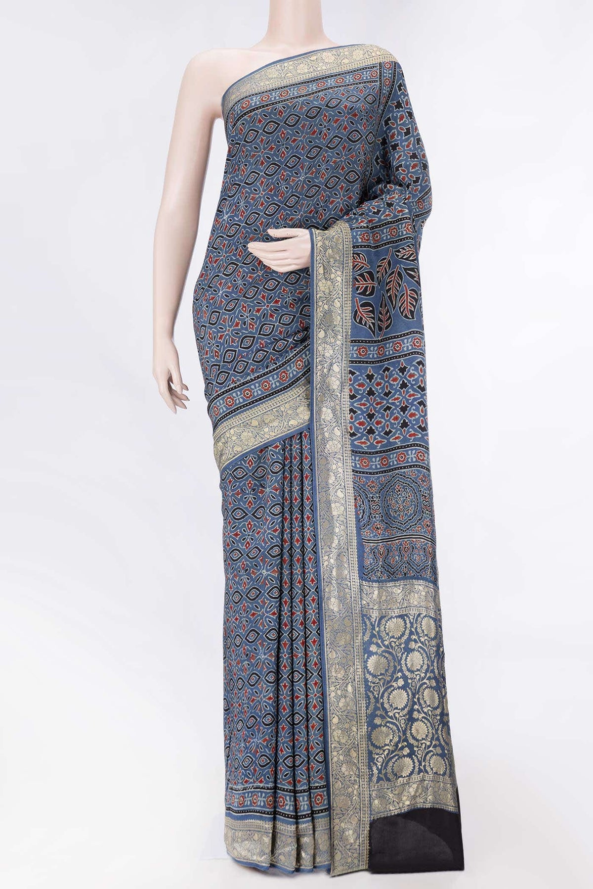 Blue Dual Tone Satin Silk Saree