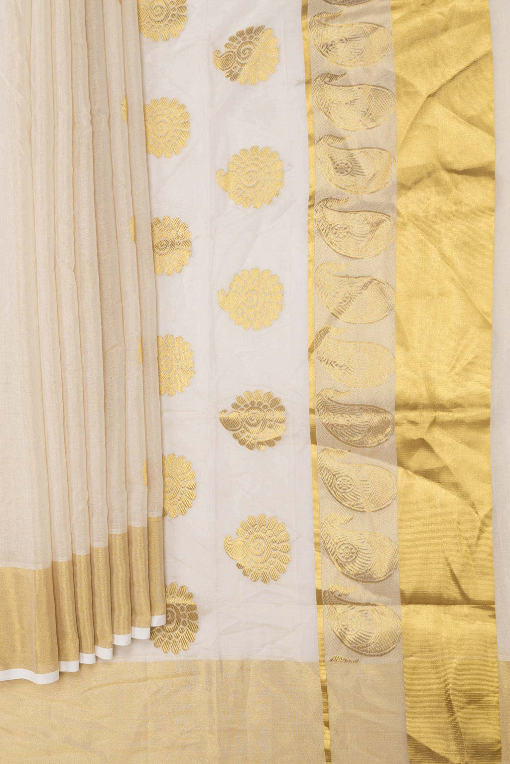 Off White Kerala Cotton Saree