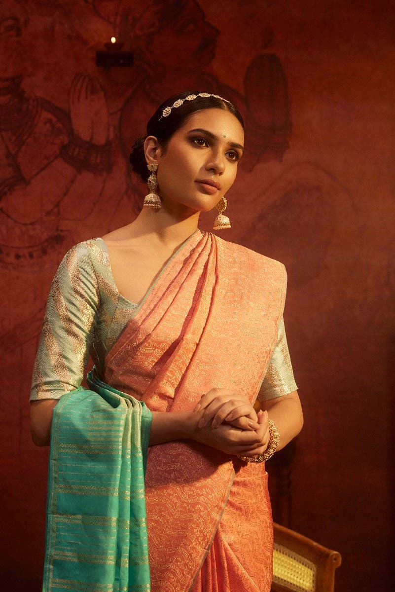 Ballari-Peach Kanchipuram Silk Saree