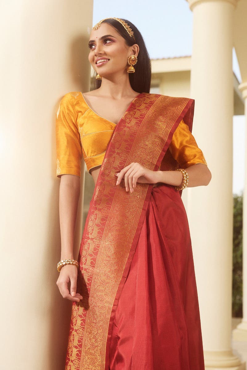Mrignayani-Rust Kanchipuram Silk Saree