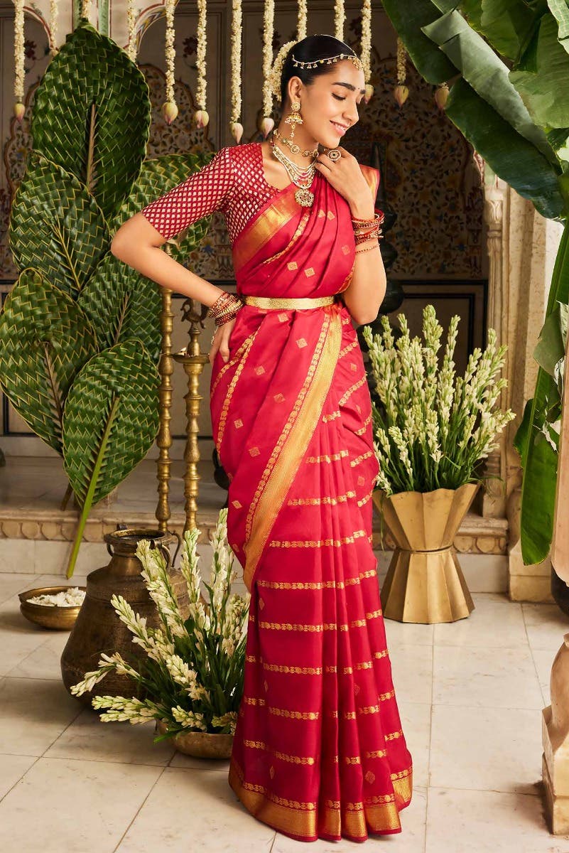 Ramya-Maroon Kanchipuram Silk Saree