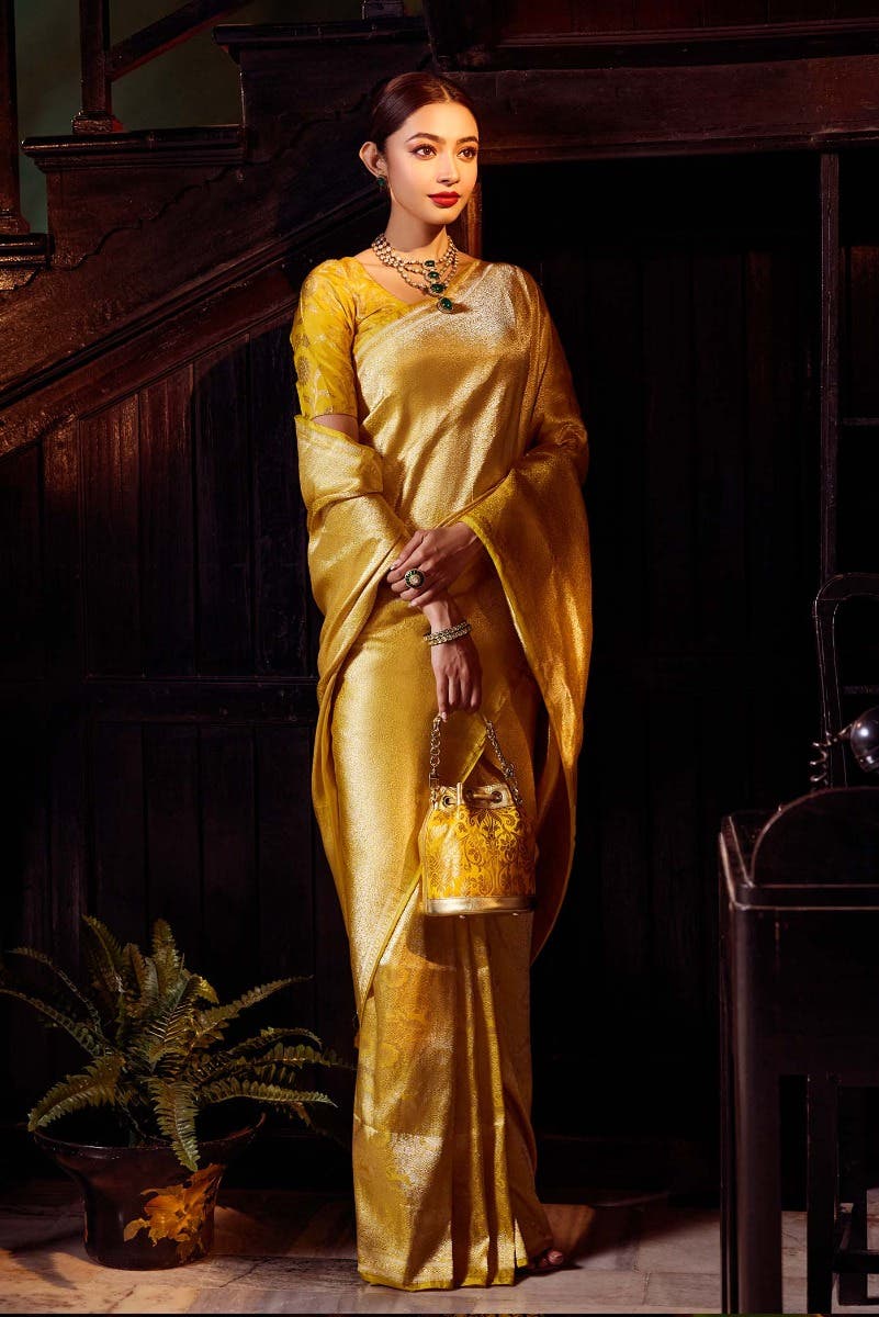 Chariots of the Sun-Yellow Banarasi Silk Saree