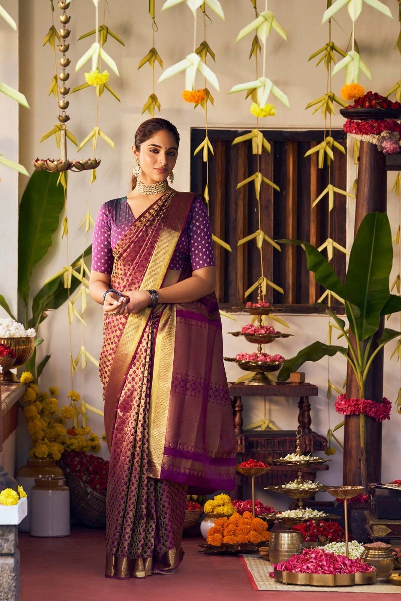 Rudrani-Purple Kanchipuram Silk Saree