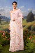 Wild Orchids-Off White Crepe Saree