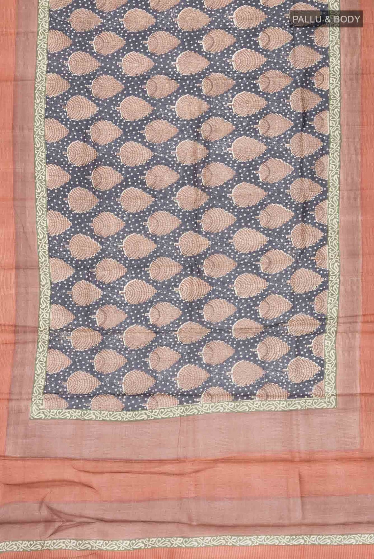 Grey Bhagalpuri Tussar Silk Saree