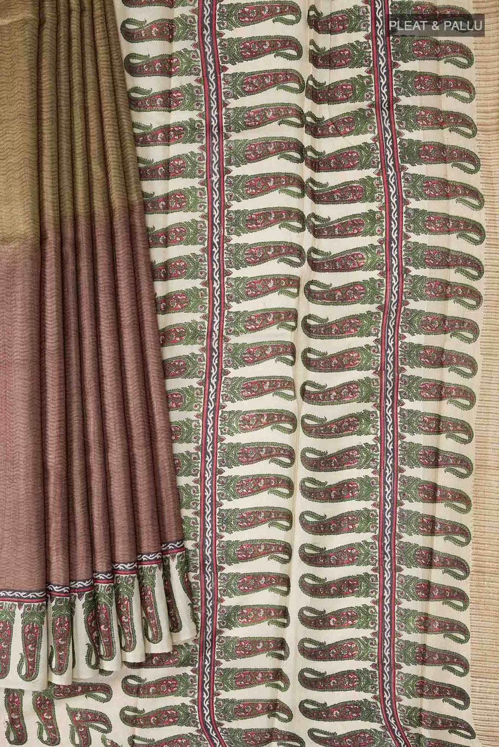 Brown Bhagalpuri Tussar Silk Saree