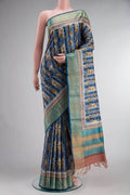 Blue Bhagalpuri Tussar Silk Saree