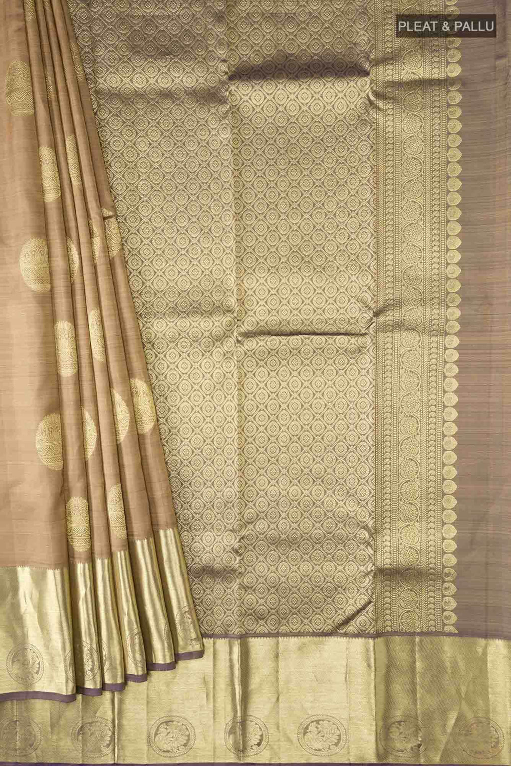 Beige Kanchipuram Silk Saree