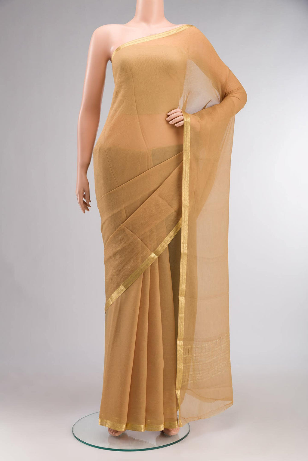 Beige Mysore Chiffon Saree