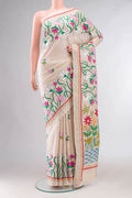 Beige Bhagalpuri Tussar Silk Saree
