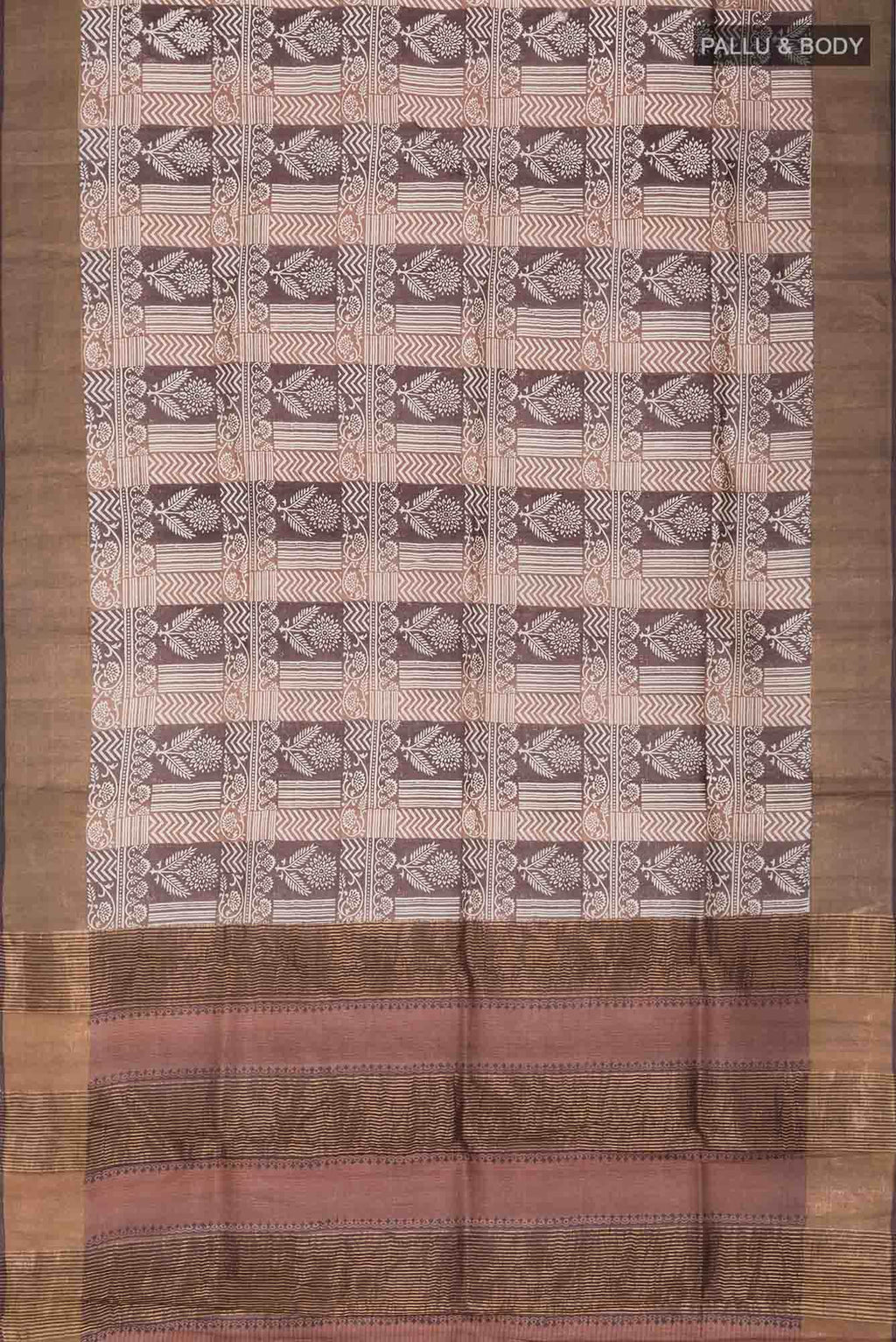 Brown Bhagalpuri Tussar Silk Saree