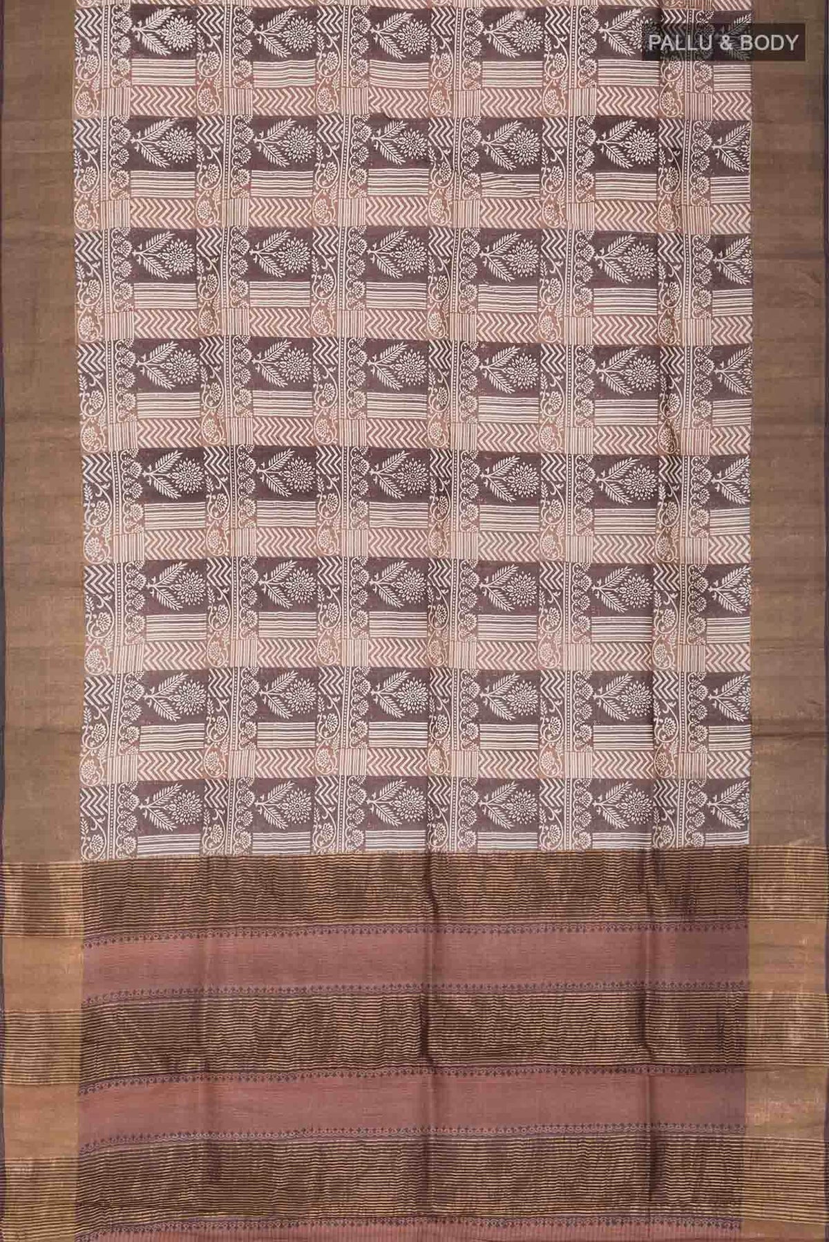 Brown Bhagalpuri Tussar Silk Saree