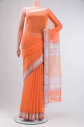 Orange Maheshwari Silk Cotton Saree