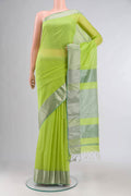 Parrot Green Maheshwari Silk Cotton Saree