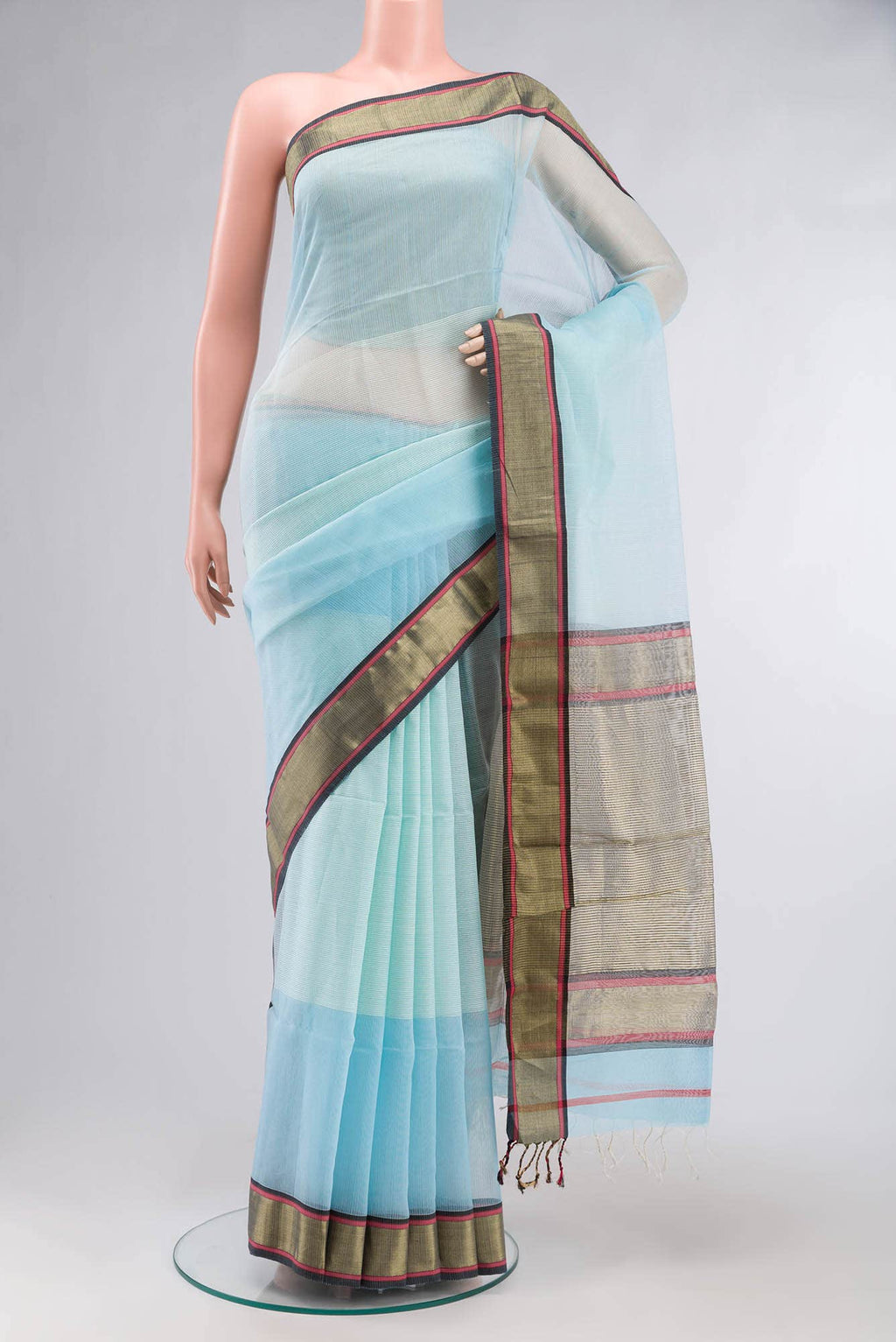 Blue Maheshwari Silk Cotton Saree