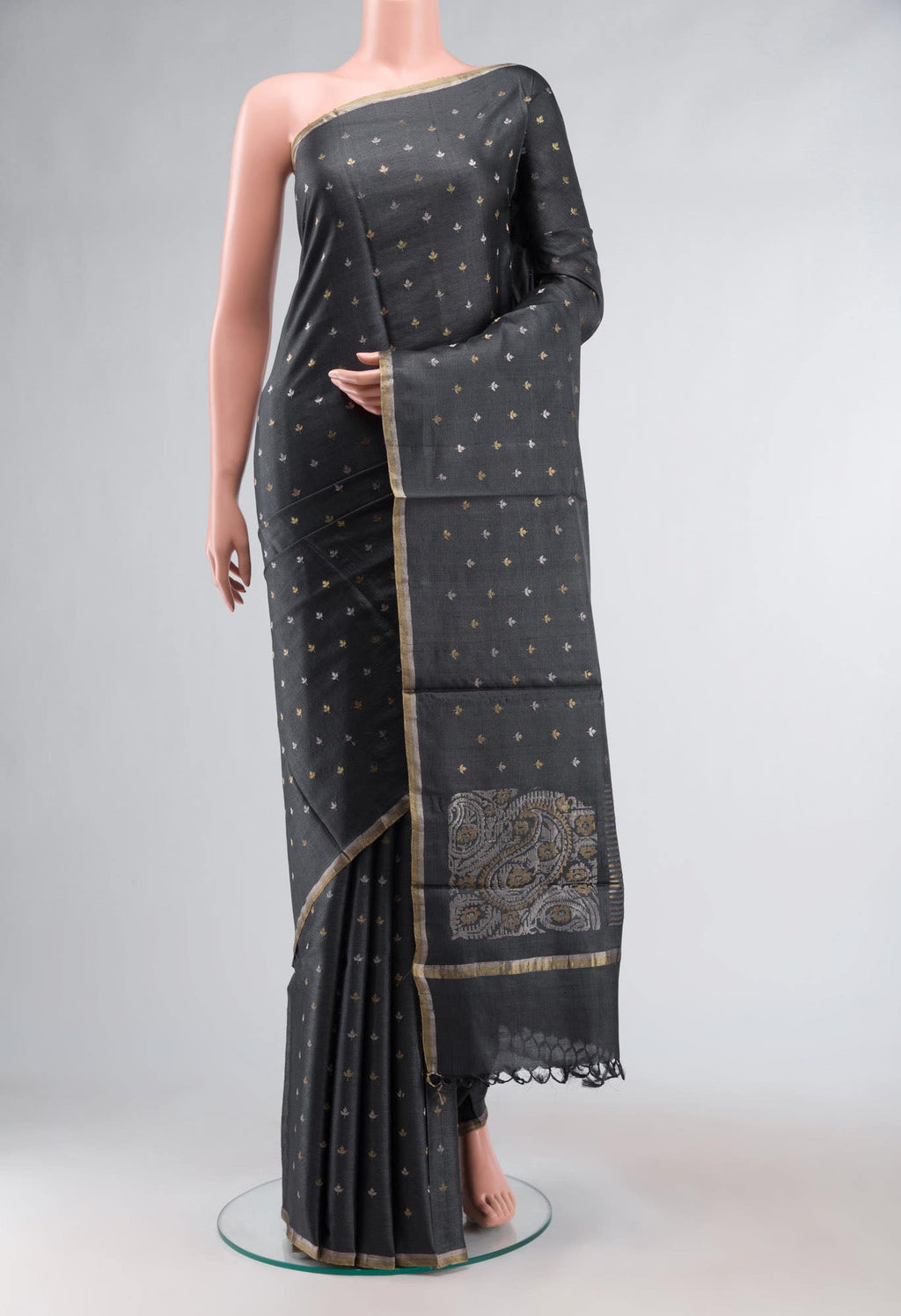 Black Bhagalpuri Tussar Silk Saree