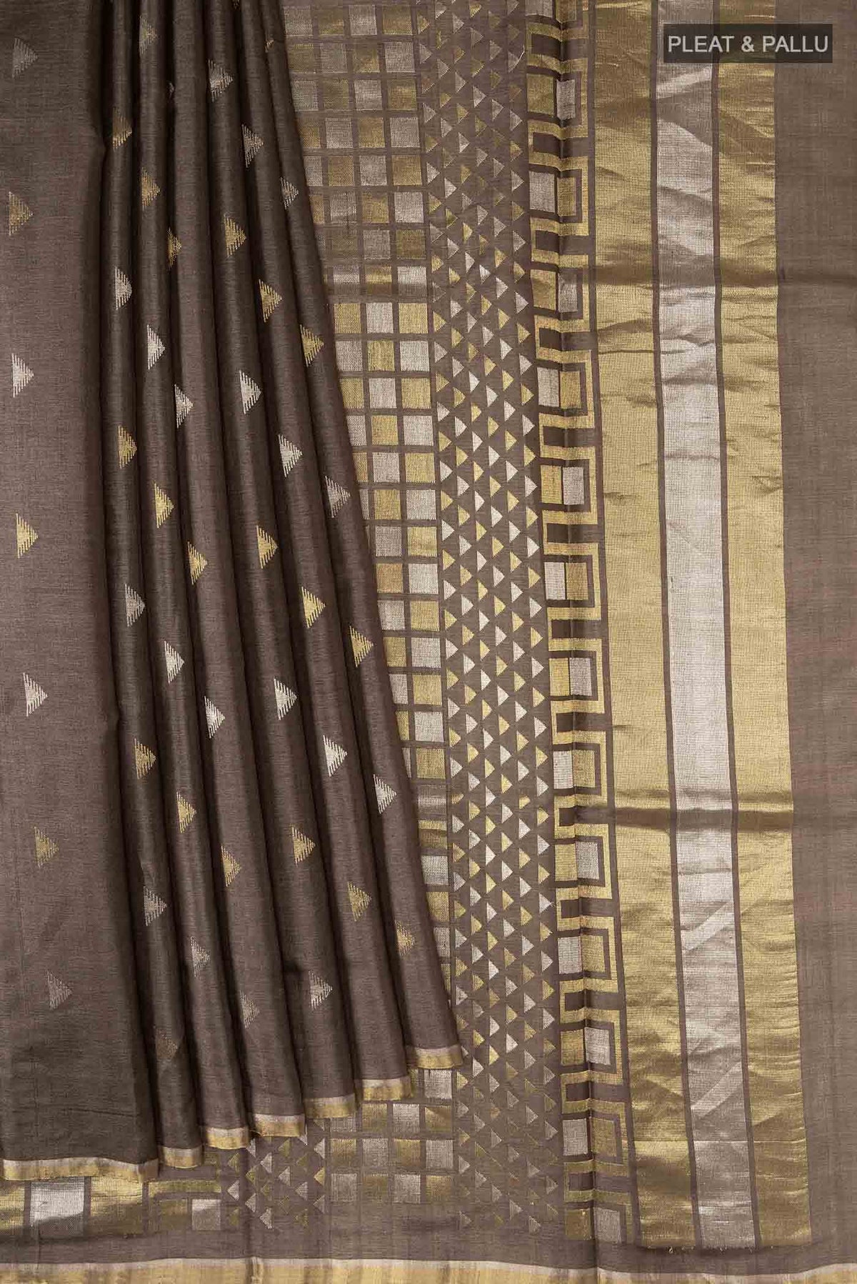 Brown Tussar Silk Saree