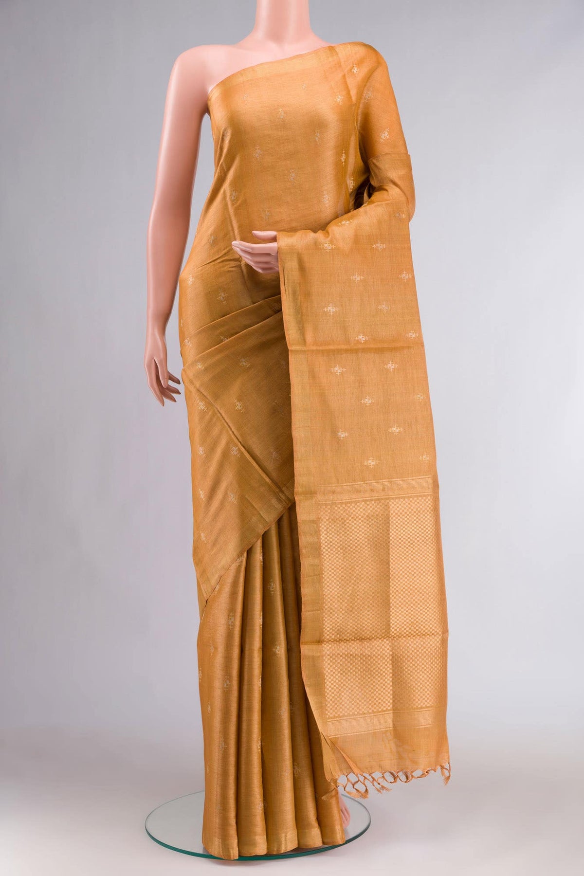 Mustard Bhagalpuri Tussar Silk Saree