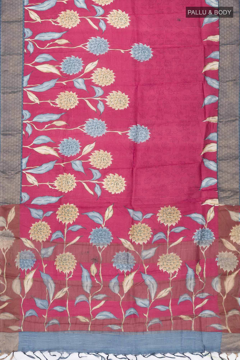 Maroon Bhagalpuri Tussar Silk Saree