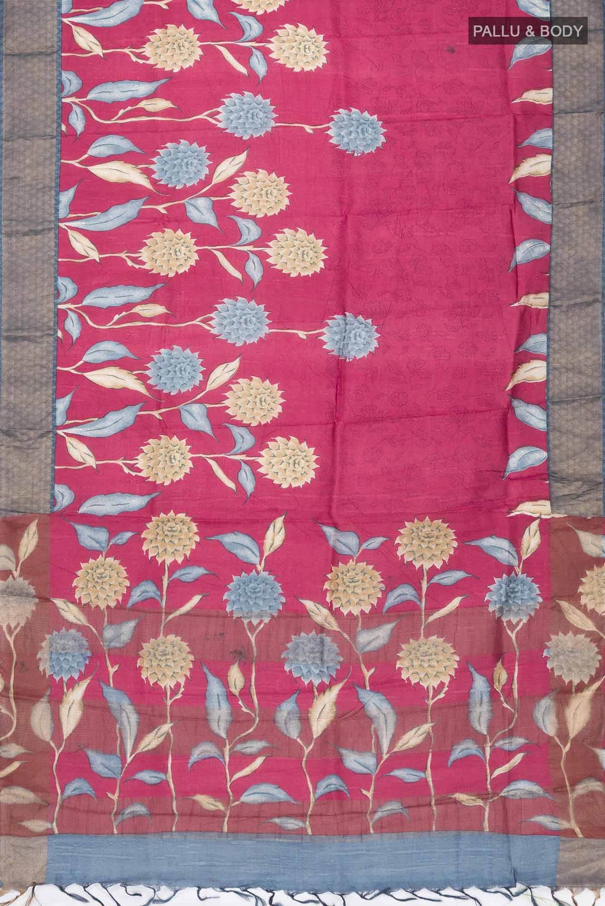 Maroon Bhagalpuri Tussar Silk Saree