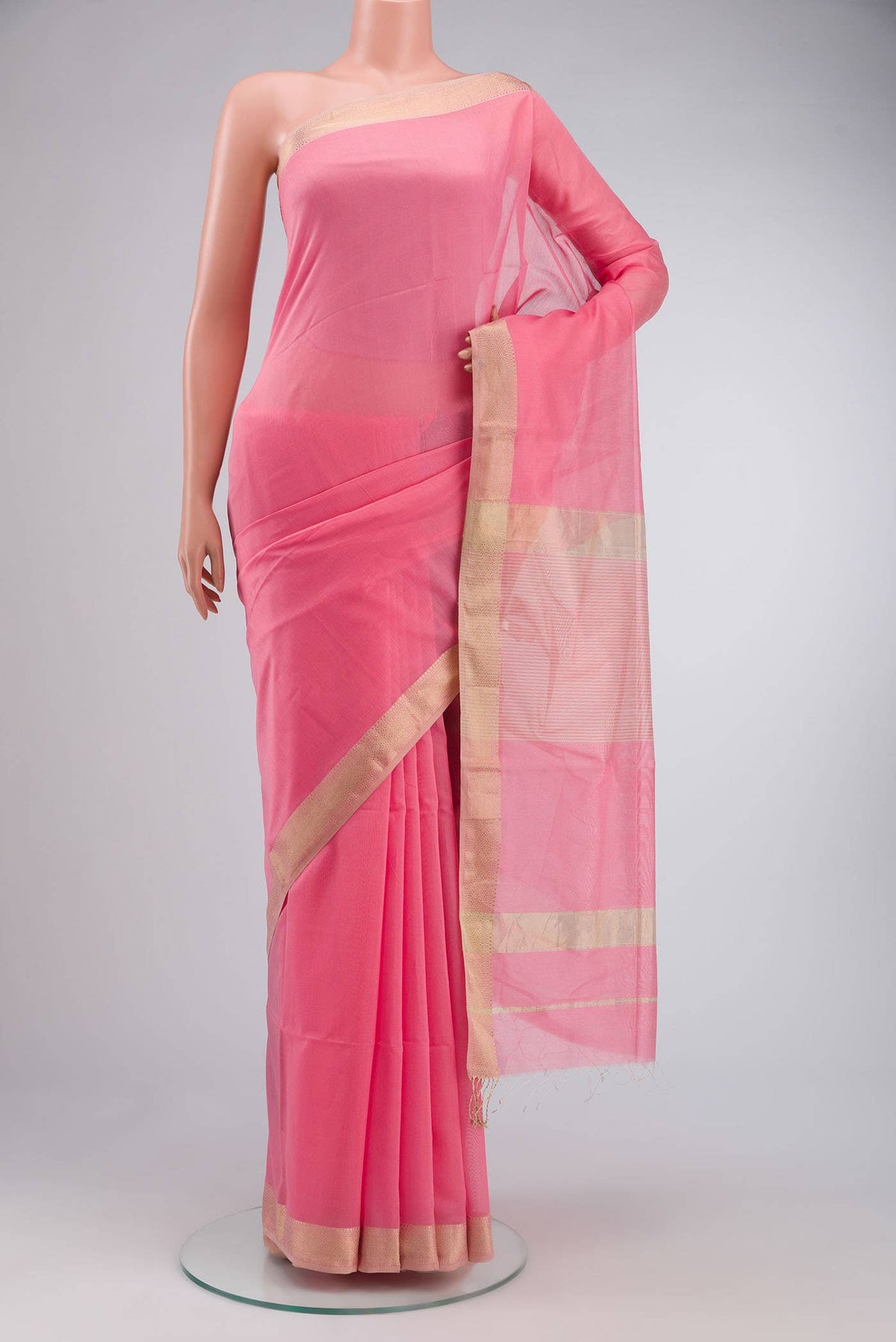 Pink Maheshwari Silk Cotton Saree