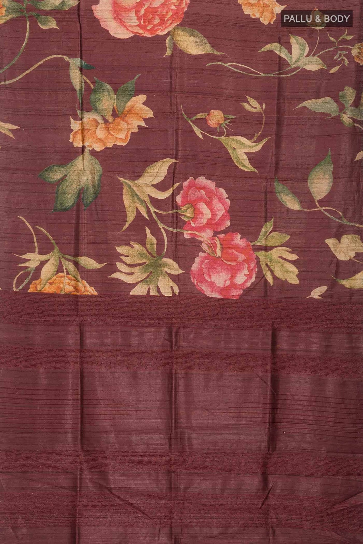 Brown Tussar Silk Saree
