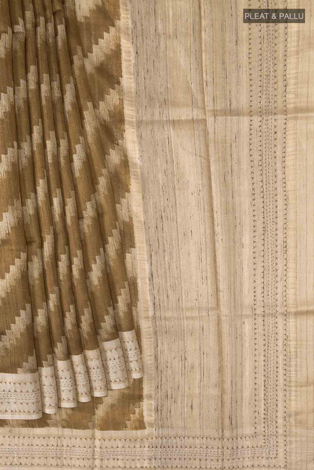 Brown Bhagalpuri Tussar Silk Saree